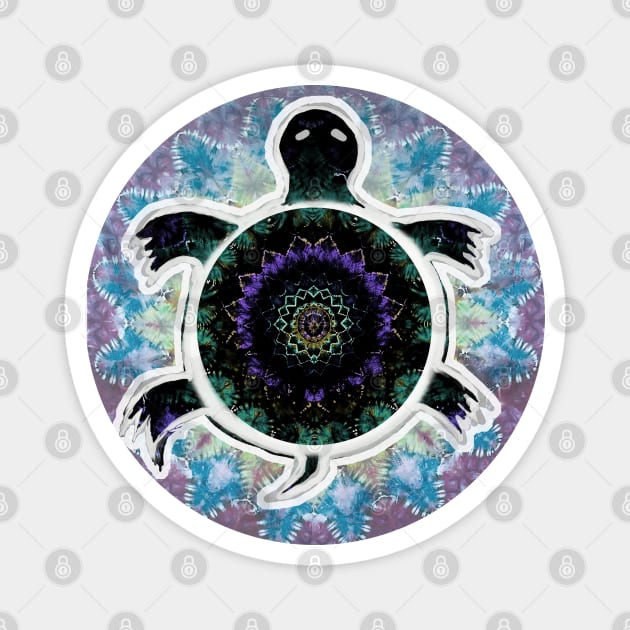 Turtle tie dye spiritual indigenous hippie festival phish dead head mandala Magnet by Aurora X